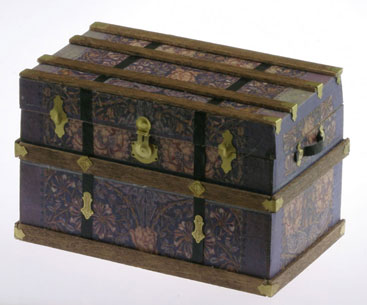 Dollhouse Miniature Lithograph Wooden Trunk Kit, Wm Morris 3